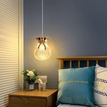 Современная простота Прикроватные Подвесные светильники Стеклянного Золотого цвета для внутреннего освещения, подвесной светильник для спальни со стороны кровати