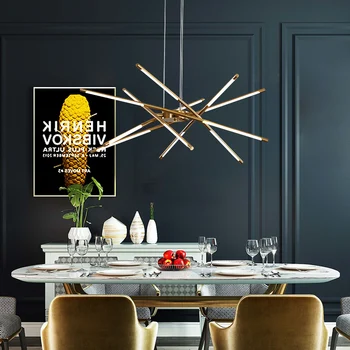 Современная светодиодная потолочная люстра в скандинавском стиле для гостиной, столовой, спальни, кухни, светильник из черного золота, подвесной светильник