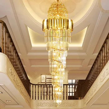 Современная хрустальная люстра для лестницы, роскошное украшение гостиной, светодиодная хрустальная люстра, лампы для большого дизайна в холле, вестибюле