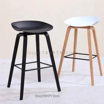 Современный простой модный барный стул в датском скандинавском стиле, барный стул для отдыха, дизайнерский барный стул из массива дерева Pp