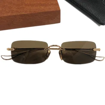 Солнцезащитные очки Без оправы из Титановой проволоки LUX Desi UV400 55-19-143Unisex Легкие Маленькие Квадратные Очки Унисекс 925S в стиле Ретро-Винтаж