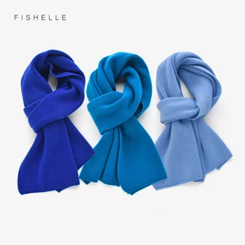 Сплошной цвет blue system роскошные кашемировые вязаные шарфы для женщин или мужчин, зимний шарф для взрослых, теплый толстый детский шерстяной шарф