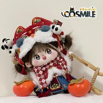 Старинный костюм Red Hanfu Lucky Lion Dance, Новогодний костюм Snowcore для 20-сантиметровой плюшевой куклы, Мягкая одежда, Плюшевая одежда DJ Sa