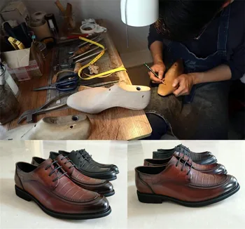Стиль ручной настройки. Высококачественная деловая кожаная обувь для мужчин. Обувь из натуральной воловьей кожи. Высококачественная воловья кожа изготовлена на заказ-