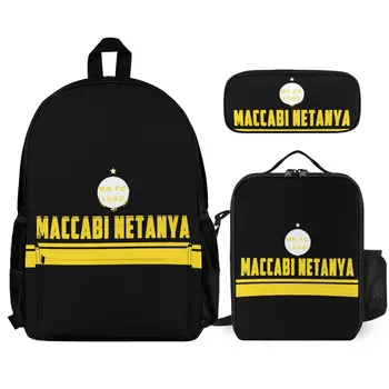 Студенческая школьная сумка Maccabi Netanya, пенал, набор из трех предметов С сумкой для ланча и рюкзаком для карандашей