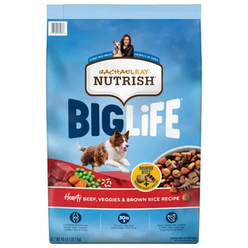 Сухой корм Rachael Ray Nutrish Big Life для крупных собак, Сытный с говядиной, Овощами и коричневым рисом по Рецепту, 40-Фунтовый Пакет