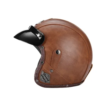 Удобный мотоциклетный шлем на 3/4 лица для мотокросса, защитный гоночный шлем для кафе-гонщиков, ретро Винтажный шлем с открытым лицом, одобренный ЕЭК
