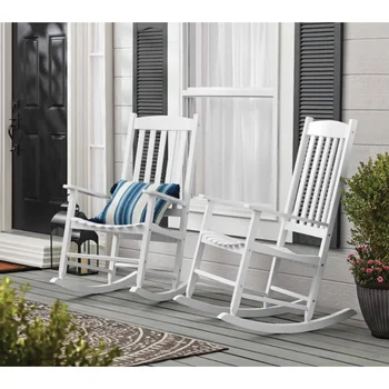 Уличное деревянное кресло-качалка для веранды, белый цвет, атмосферостойкая отделка, мебель для патио
