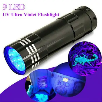 Ультрафиолетовый фонарик с 9 светодиодами, многофункциональный мини-флуоресцентный фонарь, легкая портативная уличная водонепроницаемая аварийная лампа
