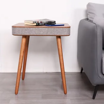 Умный Журнальный столик с HiFI Bluetooth динамиком, приставной столик для беспроводной зарядки в скандинавском стиле, Креативный угловой столик для стереозвука