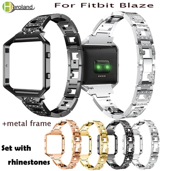 Умный браслет 23 мм для ремешков для часов из легированной стали Fitbit Blaze, умные аксессуары, браслет со стразами, ремешок с металлической рамкой, чехол