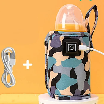 Универсальная USB-грелка для молока и воды, прогулочная коляска, изолированная сумка, подогреватель бутылочек для кормления, камуфляжно-черный