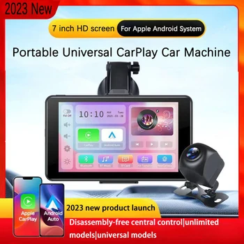 Универсальное 7-дюймовое автомобильное радио, мультимедийный видеоплеер, беспроводной Carplay и беспроводная камера Apple Android Auto AHD высокой четкости