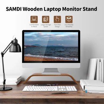 Устойчивый деревянный кронштейн SAMDI, деревянная подставка, универсальный монитор для компьютера, держатель для ноутбука, высокая несущая способность, замена для iMac