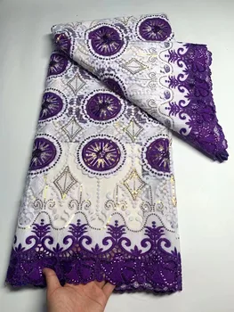 Фиолетовый 2023, Африканская Сетчатая Кружевная ткань с блестками, Роскошная ручная вышивка бисером, Тюлевые кружевные ткани для Нигерии, Материал вечернего платья A02