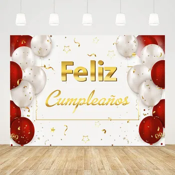 Фон для фотосъемки Mehofond Feliz Cumpleans Тема Воздушные шары Для украшения Дня рождения Девушки Фон с Золотым Шрифтом на заказ Фотостудия
