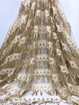 Французская кружевная ткань с блестками, африканская кружевная ткань 2021, высококачественная кружевная ткань с вышивкой, подходит для нигерийской одежды J36491