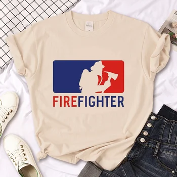 Футболка Пожарной команды, женская летняя дизайнерская уличная одежда, футболки с мангой для девочек, уличная одежда