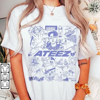 Футболки ATEEZ World Tour, футболка ATEEZ LATIN AMERICA 2023, тяжелая рубашка из 100% хлопка
