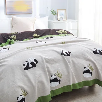 Хлопковое одеяло с принтом Панды, покрывало на диван-кровати 200*230, Высокое качество, Бесплатная доставка