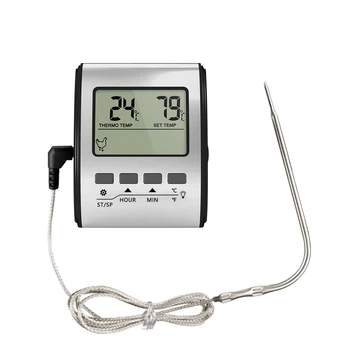 Цифровой термометр для приготовления пищи, подсветка температуры мяса, Таймер для барбекю, сигнализация, Теплосчетчик TP401 с датчиком для домашней кухни