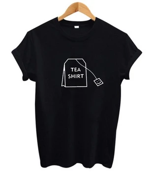 Чайная рубашка, женские футболки с буквенным принтом, Хлопковая повседневная забавная футболка для девочек, футболка в стиле Харадзюку, Панк, футболка с графическим рисунком