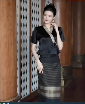Черная обтягивающая женская летняя одежда в стиле шинуазри Дай