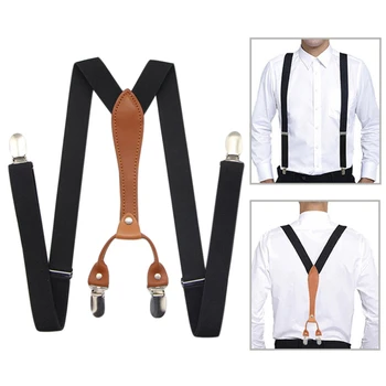 Черные Рабочие подтяжки для мужской рубашки, 4 застежки-крючка, сверхпрочные, большие, высокие, X-образные, шириной 2,5 см, Регулируемые Эластичные Подтяжки для брюк