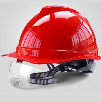 Шлем промышленной безопасности Защитные очки для ПК Строительные шлемы из АБС-пластика Рабочая защитная каска Со съемным защитным колпаком