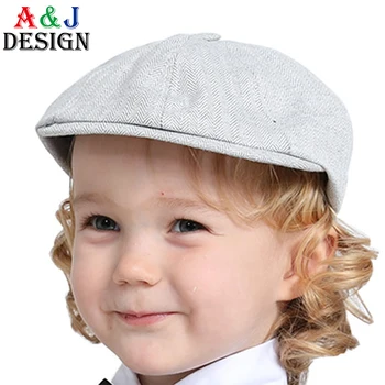 Шляпа газетчика для маленьких мальчиков, детская плоская кепка в елочку, аксессуары для детского ретро-берета, толстая теплая шапка с мягкой подкладкой из войлока для малышей
