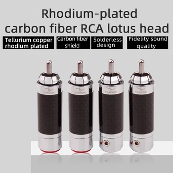 Штекерный разъем RCA Разъем для динамика Hi-Fi Из углеродного волокна, Теллур, медь С родиевым покрытием Для аудиоусилителя Hi-Fi DIY 4 шт./лот