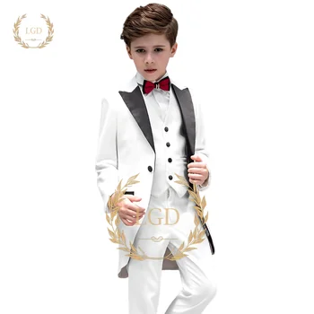 Элегантный комплект костюмов из 3 предметов для мальчиков ручной работы для свадеб, вечеринок и особых случаев - сшитый на заказ, стильный и удобный