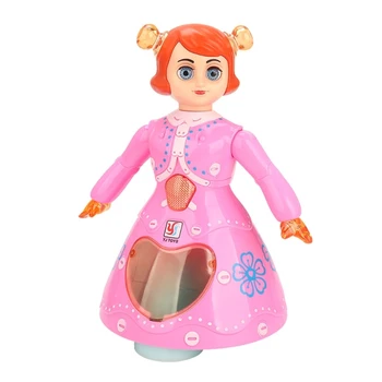 Электрическая Танцующая принцесса со светодиодной подсветкой, вращающийся робот, музыкальная игрушка, поющие подарки для детей, автоматически избегающий препятствий
