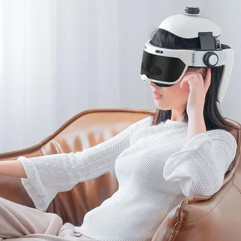 Электрический Головной спа-шлем для массажа головы 12 пальцами, массажер для головы и глаз