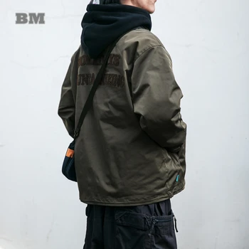 Японская Уличная куртка с вышивкой, мужская одежда, Модное повседневное пальто в стиле Харадзюку, Корейские куртки-карго, Весенне-осенние Свободные топы