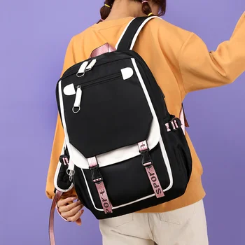 детский школьный рюкзак для девочек в корейском стиле, черный, розовый, милый школьный ранец, подарок для подростков kawaii