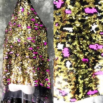 цена 1 ярд, Новая модная универсальная золотисто-розовая леопардовая ткань с вышивкой, юбка на подтяжках, ткань для одежды