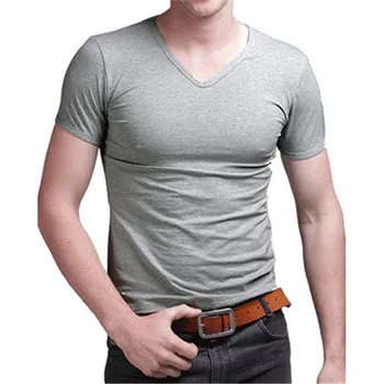 № 2 A1347, летние новые мужские футболки, однотонные, приталенные, трендовые, повседневные, с короткими рукавами