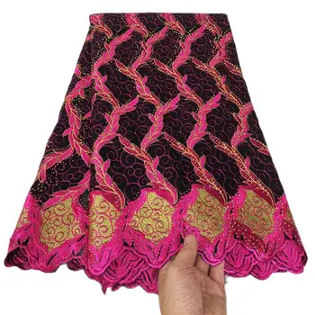 Африканская хлопчатобумажная кружевная ткань, материал для нигерийского свадебного платья Asoebi, 5 ярдов, горячая распродажа