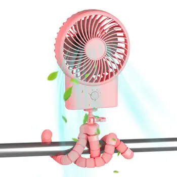 Зажимной вентилятор Персональный настольный вентилятор Octopus Для коляски USB Перезаряжаемый вентилятор с 3 скоростями и гибким штативом для коляски